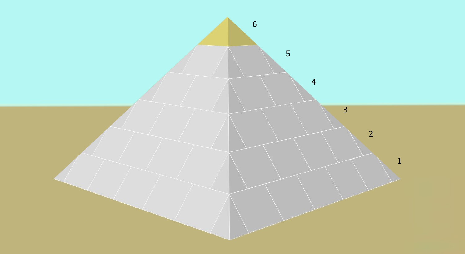 Uniform Pyramid with 6 levels and casing
